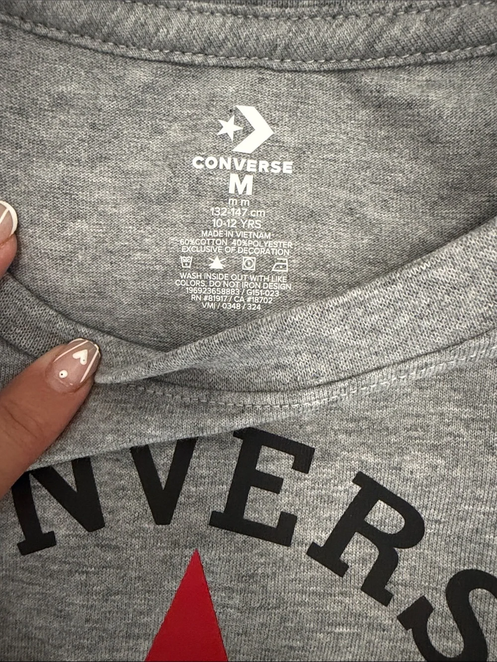 Converse Kids Gray Tee & Black Joggers with Red Star Logo